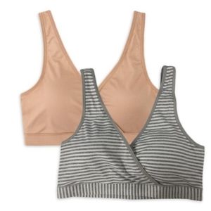 Secret Treasures Women's Maternity Wrap Front Sleep Bra, 2 Pack